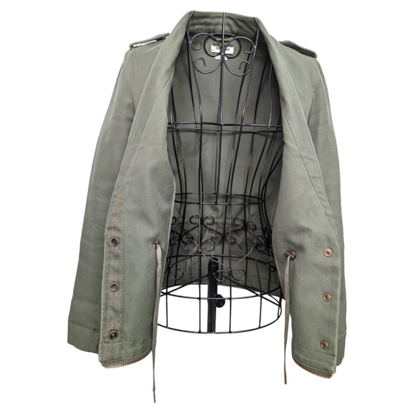 Zadig & Voltaire Vedam Kaki Green Skull Back Structured Cotton Utility Jacket XS - Picture 4 of 12